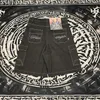 Hip -Hop -Sommer -Stickerei Blumenbaggy über Kniejeans Shorts Herren Vintage Wide Lein Taschen Übergroße Denim Fünf -Punkte -Hosen 240410