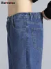 Kvinnors jeans Fotvotee High midja Mamma kvinnor Kläder Elastisk midja Korean Fashion Streetwear Vintage Ankle Length Pants