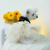 Köpek giyim üç boyutlu çiçek evcil elbise hassas kablolama zarif 3D yay dekorasyon düğünü için