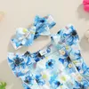 Clothing Sets Baby Girl 2 Piece Summer Set Sleeve Square Neck Flower Romper Dress Cute Headband Infant Toddler Outfits For 0-18 Months