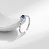 Cluster Rings MODIAN 925 Sterling Silver Blue Zirconia Heart Retro Adjustable Ring Vintage Opening Trendy Elegant For Women Party Fine