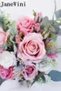 Fleurs de mariage Janevini 2024 Bouquet artificiel de fleur de soie rose poussiére