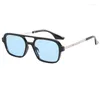 Lunettes de soleil rétro Double Bridges Women Fashion Pink Gradient Eyewear Tendays Leopard Blue Blue Square Sun Glasses Men Shades