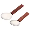 Dinnerware Sets Wooden Handle Rice Spoon Thickened Non-stick Scoop Kitchen Metal Paddles Supply Nonskid Meal Japanese Soup Spoons