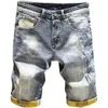 Korean Fashion Summer Luxus Distressed Rised Wäsche Jeans für Männer Streetwear Designer Fracht Kpop Cowboy Punk Denim Shorts 240408