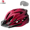 Xtiger Cycling Helm IntegrallyMolded Bicycle LED -lampor MTB Bike Ultralight Sport Safe Hat With Goggles Visor 240401