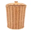 JHD-gewebter Korbmüll kann Rattan-Abfallkorb mit Deckel Pflanzer gewebter Speicher Körbe Wicker Wastebasket Müllbehälter runden