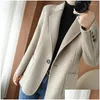 Kvinnor kostymer blazers höst vinter ull solid enkelknapp kort jacka elegant lady casual office kostym rock ytterkläder kvinnlig droppe otrtk