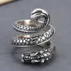 Bocai S925 Sterling Silver Rings Fashion Dragon Scale Drgonhead Justerbar Pure Argentum Punk Handsmycken för Men240412