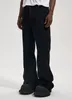 남자 바지 하이 스트리트 디자이너 착용 어두운 스타일 패션 브랜드 캐주얼 느슨한 느슨한 약간 플레어 씻는 청바지