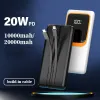 50000mah Power Bank Большая емкость 30000 мАч Powerbank встроенный кабель PD20W Fast Charger Внешняя запасная батарея для iPhone Xiaomi