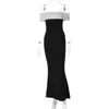 Casual Dresses Lygens White Black Off The Shoulder Sleeveless Elegant Evening Bodycon Long Summer Y2K Party Club Clothes