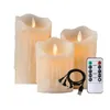 Ensemble de 3 USB rechargeables scintillants à paraffine Drippin Pilier Pilier lampe télécommande Wtimer Dancing Wick Home Decoration 240412