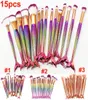 NEW 15pcs set Makeup Brushes Mermaid Brush 3D Colorful Professional Make Up Brushes Foundation Blush Cosmetic Brush kit Tool 1987898