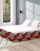 Texture en marbre rouge jupe élastique à volants élastiques jupe de lit doux enveloppe confortable autour du lit de lit Protecteur