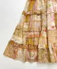 Designer -jurk met ruche rand tie -up en backless bedrukte jurk trend 2024 mouwloze patchwork vacatie ramie bruine jurk lange rok