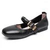 Casual Shoes GKTINOO Mary Jane Women Genuine Leather Round Toe Metal Buckle Strap Shallow Summer Ladies Flats Plus Size 43