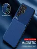 Auto -Magnethalter Leder -Telefonabdeckung Hülle für Samsung Galaxy S 22 S22 Ultra Pro Plus S22ultra 5G TPU Soft Frame Protect Coque W4483030