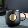 Muggar Solid Color Mug Ceramic Bronze Seal Brand Water Cup Printed Mönster