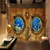 Bakgrundsbilder Milofi Custom 3D Underwater World Ship Window Stor TV Bakgrund Väggmålning Mural