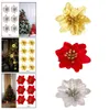 Decorative Flowers 10pcs Artificial Flower Head Glitter Christmas Tree Decoration Festival Wreath DIY