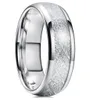 8mm Tungsten Mens anel de meteorito Silver Polished Watering Bands Men039s 316L Tamanho do anel de aço inoxidável 7132691395