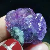 Dekorativa figurer 14.2Gnatural Rare Purple Fluorite Cluster Mineral Prov Stone and Crystal Healing Quartz Gem