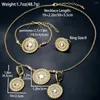 Necklace Earrings Set ZEADear Wedding Gold Color Round Disc Pendant Bracelets Earring Rings 2024 Statement Party Gifts