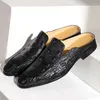 Casual Shoes Qffaz Leather Men äkta Moccasins Loafers Slip-On Breattable Man Flats Half Slippers