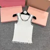 Camisetas para mujeres Mujer sin mangas letra tejiendo chalecos redondos de cuello redondeo de verano tanques de oro camisetas camisa de dama casual