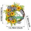 Dekoracyjne kwiaty Słoneczniki wieniec z ciężarówką sztuczne wiosenne drzwi do ogrodu Ogród Dekoracje przyjęcia weselnego