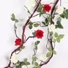 Decoratieve bloemen Kunstmatige roos rattan wijnstok zijden planten diy bruiloft woning decor nep string slinger slinger krans lever van 300 cm lengte