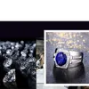 925 Sterling Silver Gold-Peclated Sapphire Set Ring voor knappe mannen met dominante persoonlijkheid en verstelbare opening