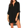 Casual Dresses Summer Spring Long Sleeve Chiffon Dress Women Swimsuit Cover Up Tops Bikini Beachwear V Neck Bathing Suit Beach Cardigan