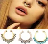 100pcslot Crystal Fake Septum Nose Ring Body Jewelry에 피어싱 클립 여성을위한 Faush Jewelry9960040