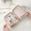 Kosmetische Taschen Aufbewahrung wasserdichte Kosmetikbeutel Doppelschichtes Make -up -Pinsel Aufbewahrung Multifunktionaler Kapazität Dame Reisen Klar Make -up -Taschen L49