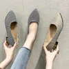 Casual Shoes Pointy Flat Single Women Pleid flätan Grunt mun lata kvinnors mjuka sula slev stora storlek