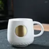 Muggar Solid Color Mug Ceramic Bronze Seal Brand Water Cup Printed Mönster