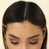 Saç klipsleri lutaku imitasyon inci alın zinciri başlık kadınlar için düğün aksesuarları metal kafa başlık takı