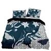 Bettwäsche Sets Luxus weicher Bettdecke Abdeckung Golden Blumen Muster Set mit Kissenbezug Retro Chinoiserie für doppelte Zwillingsgröße