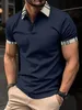 Polo da stampa con riseggio da uomo Summer Color Solido Colore ShortSleeved Thirt Shars Slim Business Clothing 240403