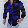 Herrens avslappnade skjortor Skjorta Floral Mönster Blue Elf Rose High Quality Printed Leaves Lapel Fashion Designer 2024 Top Coat.