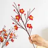 Decorative Flowers Handmade Crochet Simulation Bouquet Plum Blossom Single Finished Product Versatile Gift Holiday Artificial