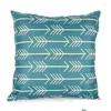 Cushion/Decorative Pillow Nordic Style Quatrefoil Turquoise Geometric Printed Er Home Decorative Sofa Coffee Car Chair Throw Case Dr Dhmad