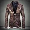 Abiti da uomo uomo oro maschio blazer lussuoso lussuoso jacquard balla jacquard blazer uomini plus size 4xl 5xl maschile Party