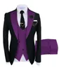 Men Pakken 3 stuks op maat gemaakte man bruidegom bruiloft Tuxedo slanke fit Jacquard Twocolor Blazer Jacket Vestbroek kleding 240412