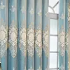 Vorhang Einfacher europäischer Full Blackout Doppelschicht Tuch Gaze Integrierte moderne Wohnzimmer Schlafzimmer gestickt Tüll Custom