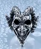 Men039039 bijoux en acier inoxydable Vintage Biker Skull Ring Classics Gothic Wicked Goat Head Devil Punk Rock Band Silver 5462107