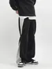 Men's Pants Color Match Suit Men Loose Long Sleeve Hoodie Wide Leg Micro Horn Mopping