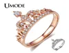 Crystal Fashion Rose Gold Crown Rings for Women White Gold Engagement Wedding Ring Jewelry Anillos Mujer Bague AUR02174361017